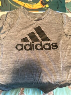 adidas Gray and Black Logo Short Sleeve Tee